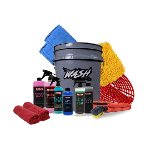 Oberk Wash Kit with bucket microfiber towels, mitts, cleaners and protectant.