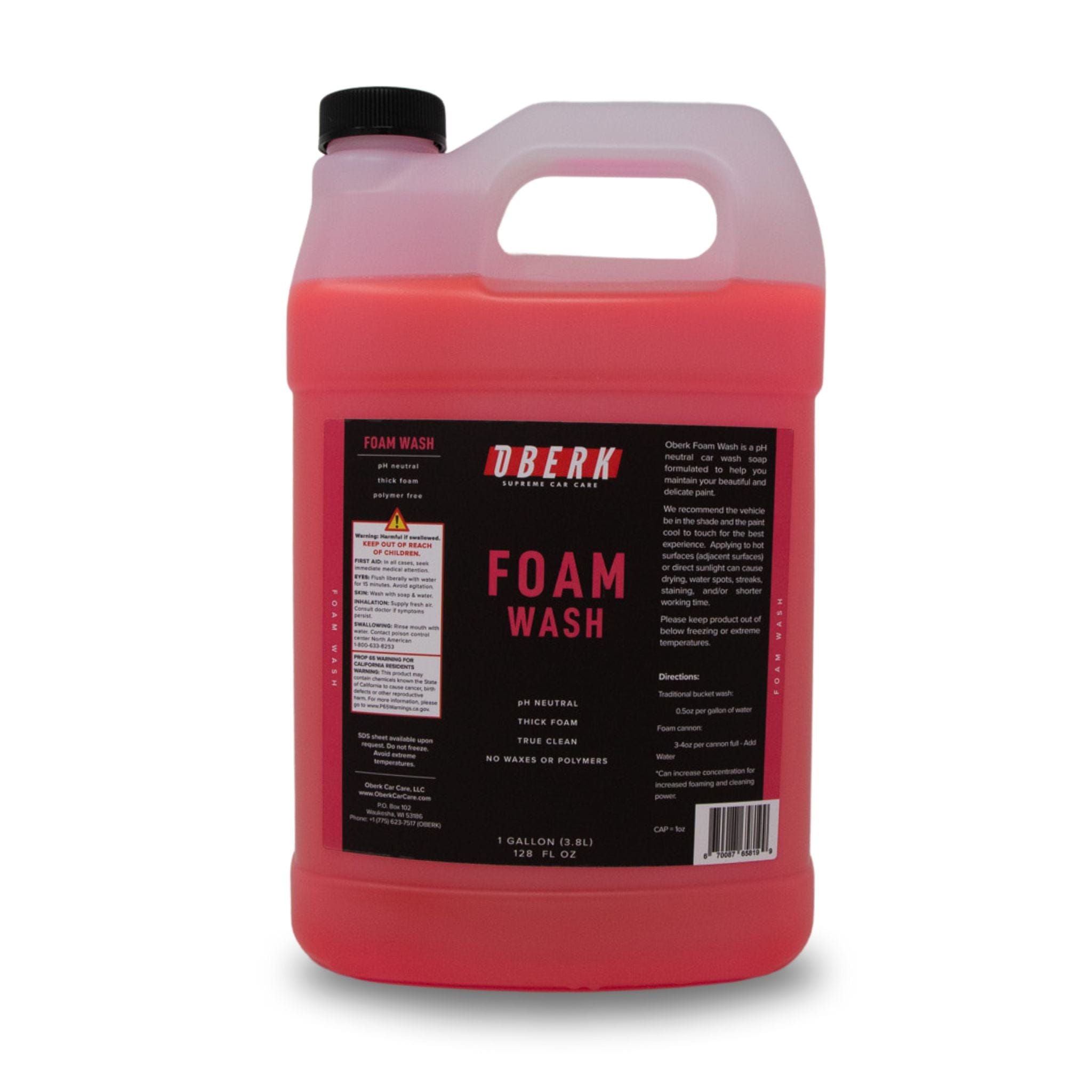 Oberk Foam wash Ph neutral car wash soap and shampoo Gallon 