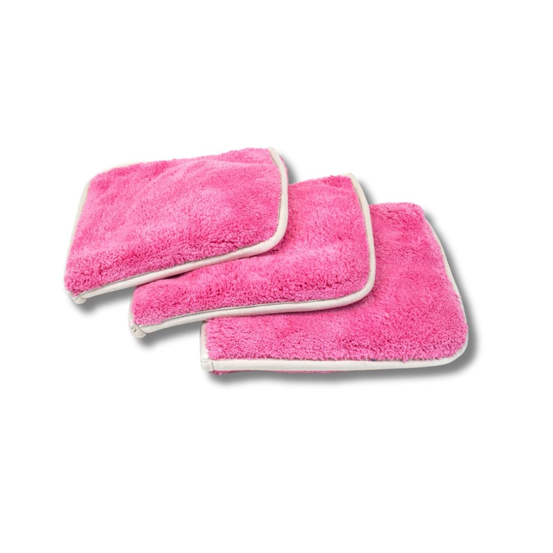 Pink double flip rinseless wash towel